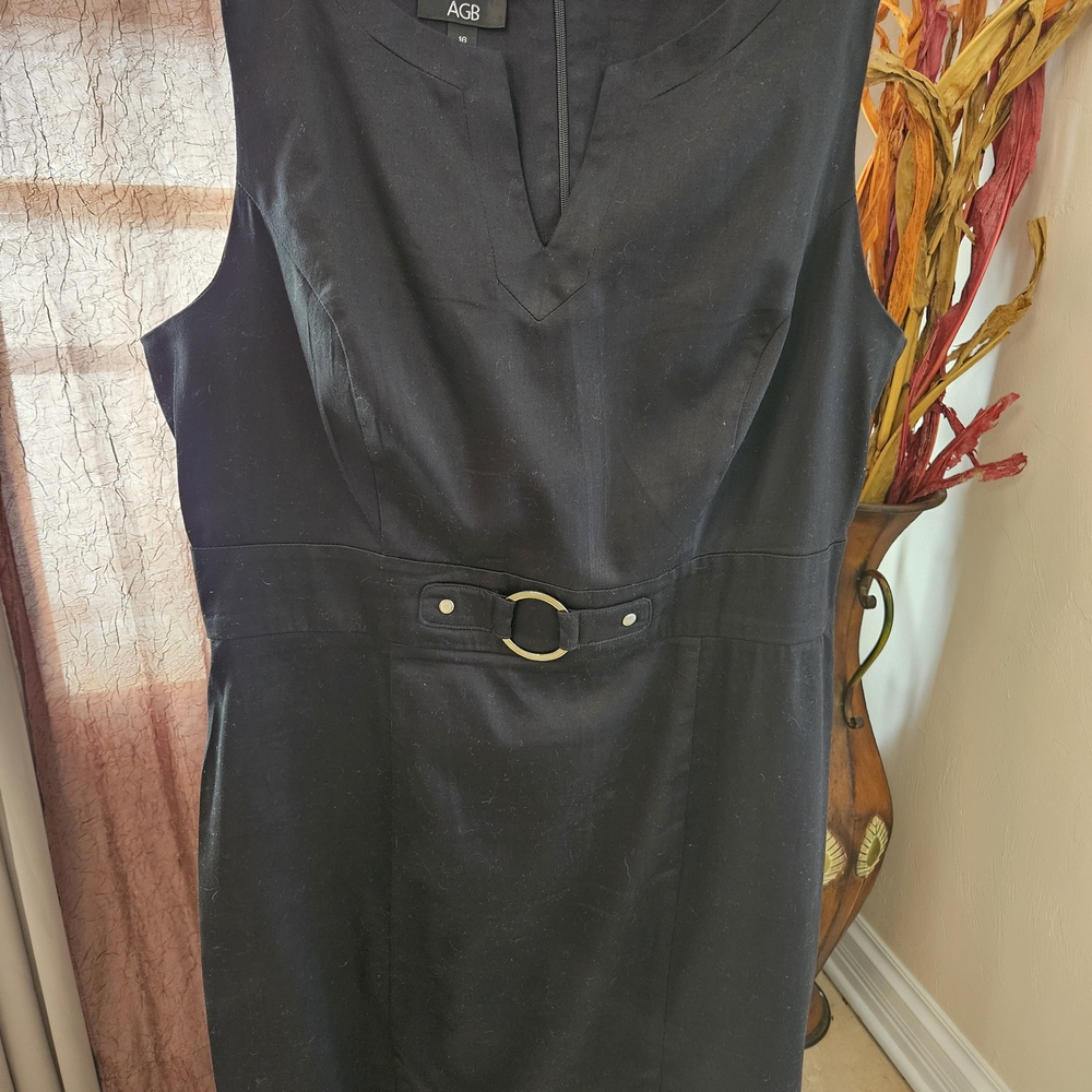 AGB Women's Black Midi Dress with Belt